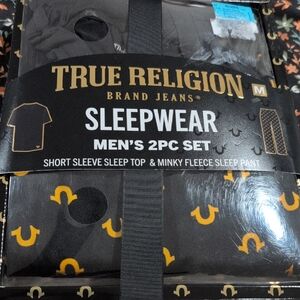 True Religion Men's Black and Yellow Sleepwear Set